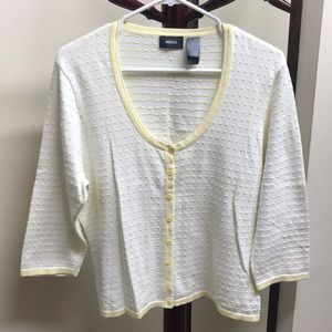 White & yellow polka dot cardigan - size XL